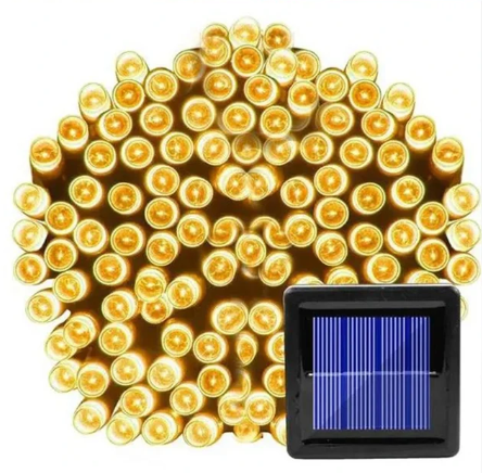 LUCES NAVIDEÑA CON PANEL SOLAR - 10 METROS CON 100 BOMBILLOS