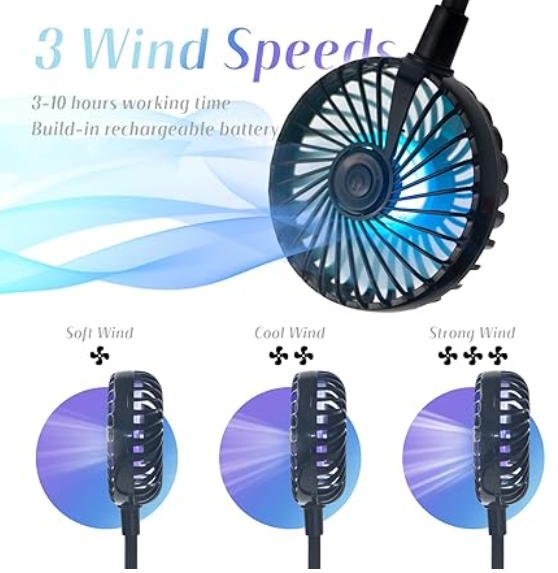 VENTILADOR PORTATIL DE ALTA POTENCIA CON LUZ LED