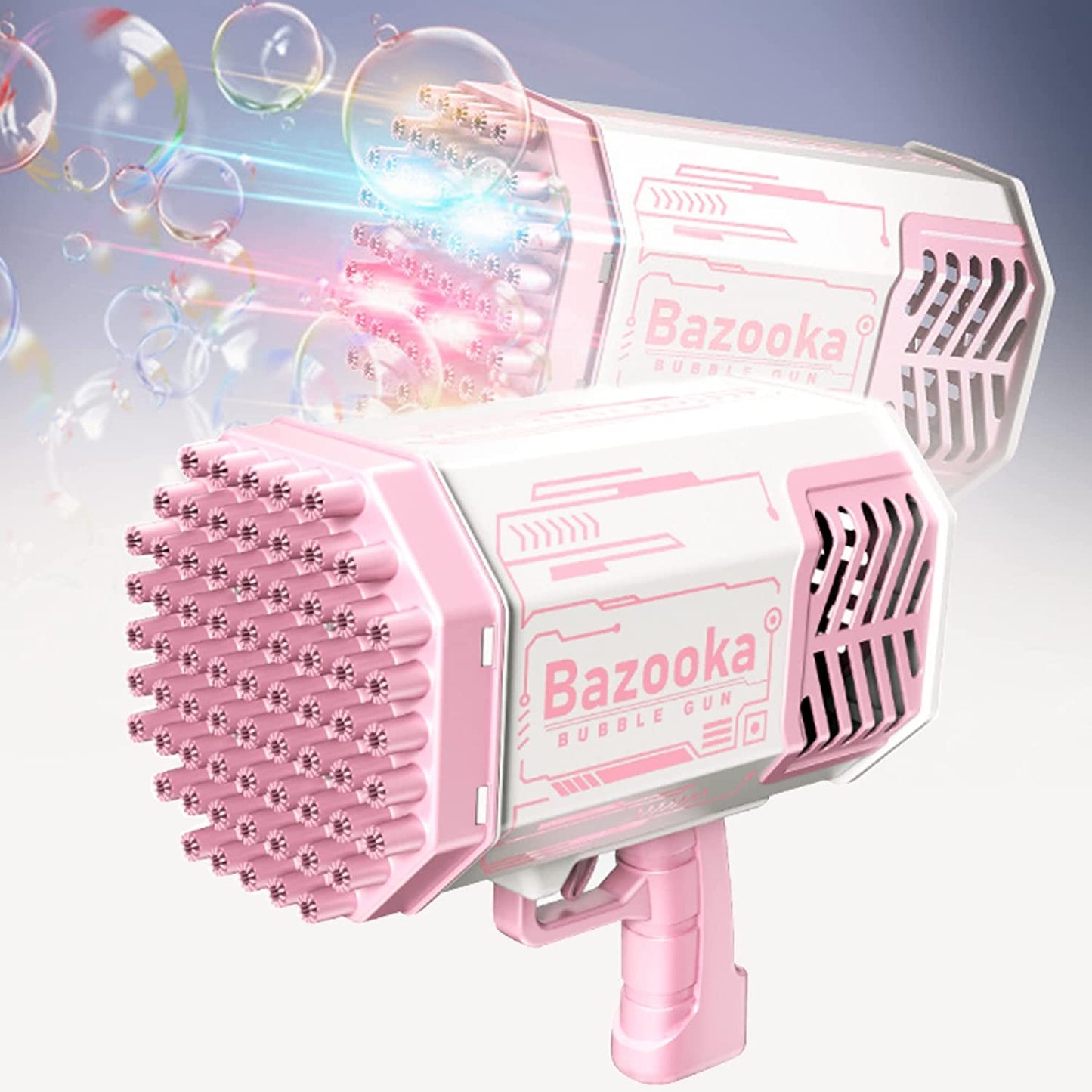 BUBBLE GUN ®️-Pistola de burbujas con 69 agujeros y luces LED de colores