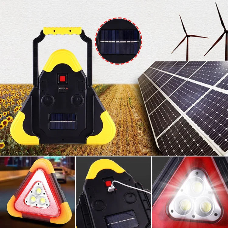 TRIANGULO DE EMERGENCIA + LINTERNA + POWER BANK + PANEL SOLAR ( 4 EN 1 )