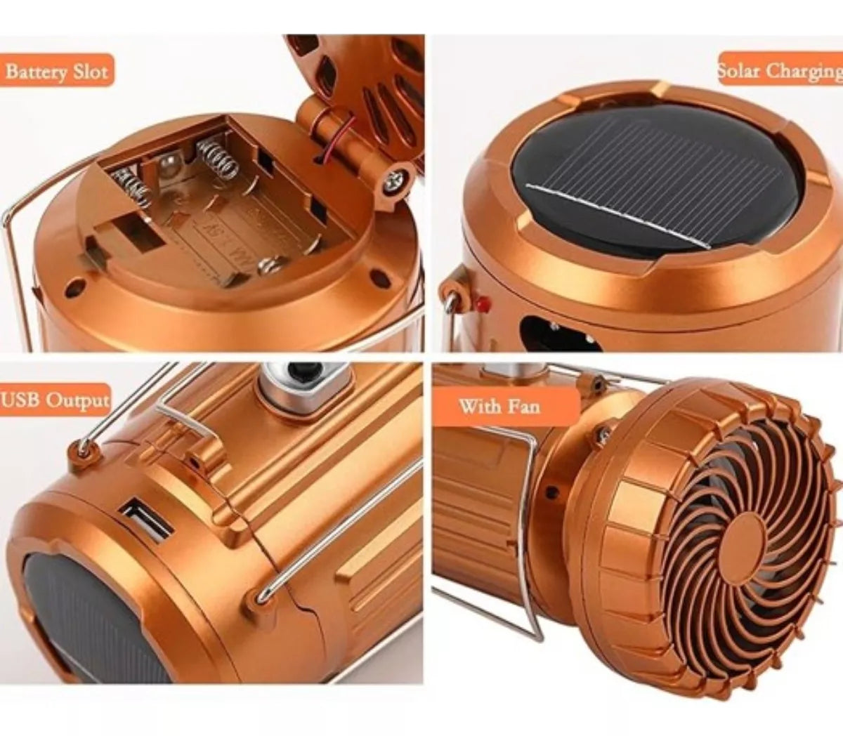 SunGlow® Ventilador Linterna Panel Solar Multifuncional