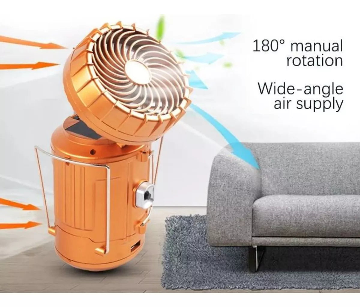 SunGlow® Ventilador Linterna Panel Solar Multifuncional