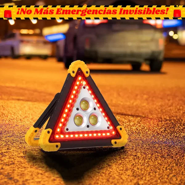 TRIANGULO DE EMERGENCIA + LINTERNA + POWER BANK + PANEL SOLAR ( 4 EN 1 )