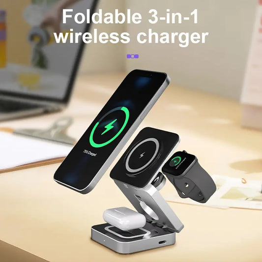 CARGADOR INALAMBRICO 3 EN 1 ®️ CON CHIP INTELIGENTE CONTRA SOBRETENSIONES