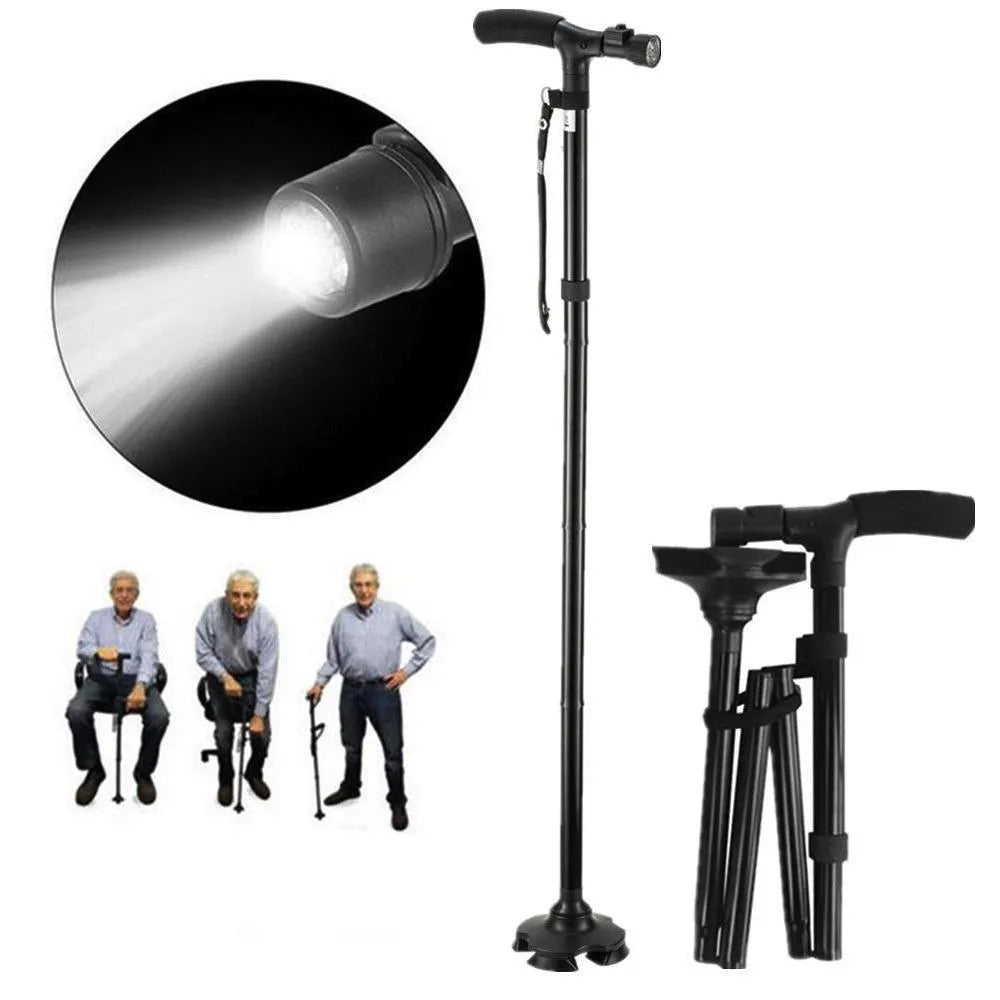 Luminocane™️ BASTÓN ORTOPÉDICO PLEGABLE LIVIANO INCLUYE LINTERNA LED