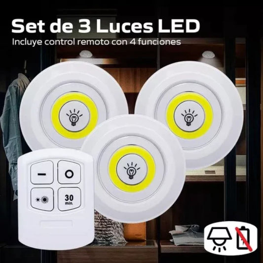 SET DE LUCES LED X3 CON CONTROL PLUS