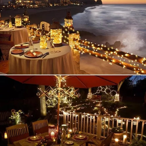 Outdoor Solar - Luces Navideñas con Panel Solar - 20 Metros 200 luces LED