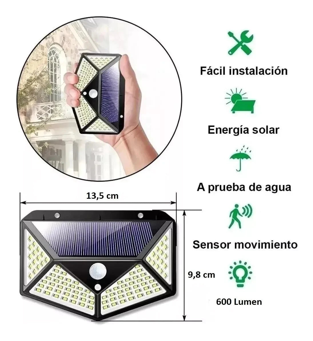LAMPARA SOLAR LED CON SENSOR