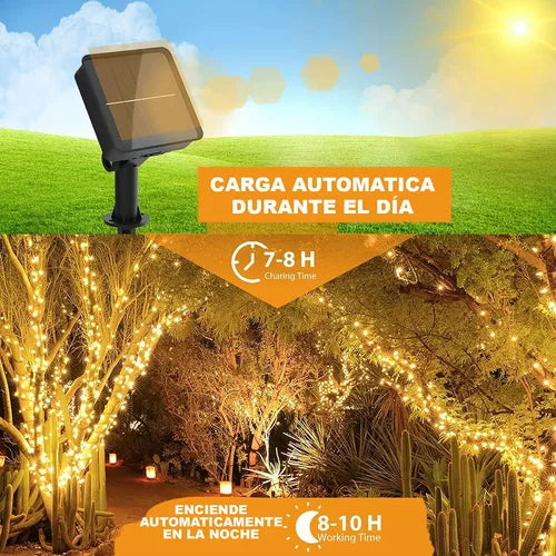 Outdoor Solar - Luces Navideñas con Panel Solar - 20 Metros 200 luces LED