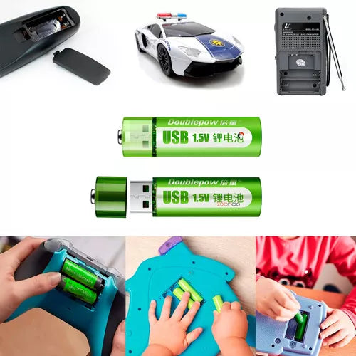 EnergyPlus- PILAS AA RECARGABLE CON USB + LUZ LED