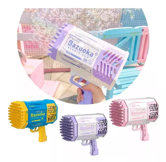 BUBBLE GUN ®️-Pistola de burbujas con 69 agujeros y luces LED de colores