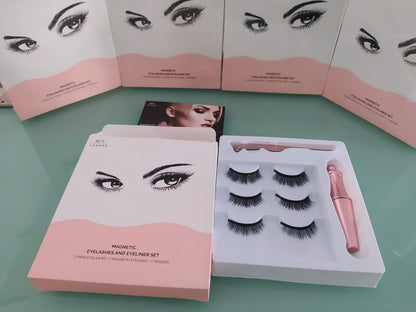 Pestañas Magnéticas ( 3 pares  + 1 delineador magnético + 1 pinza)