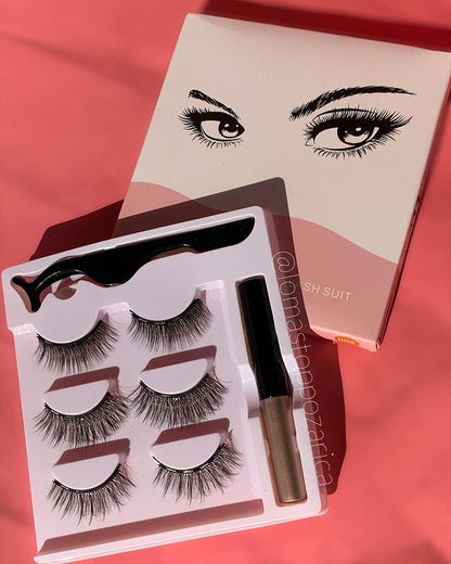 Pestañas Magnéticas ( 3 pares  + 1 delineador magnético + 1 pinza)