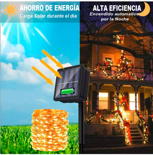Luces Navideñas con Panel Solar  20 Metros 200 Luces LED💡🎅🏼
