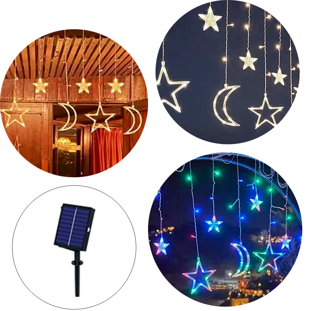 GUIRNALDA  ESTRELLAS Y LUNA CON PANEL SOLAR