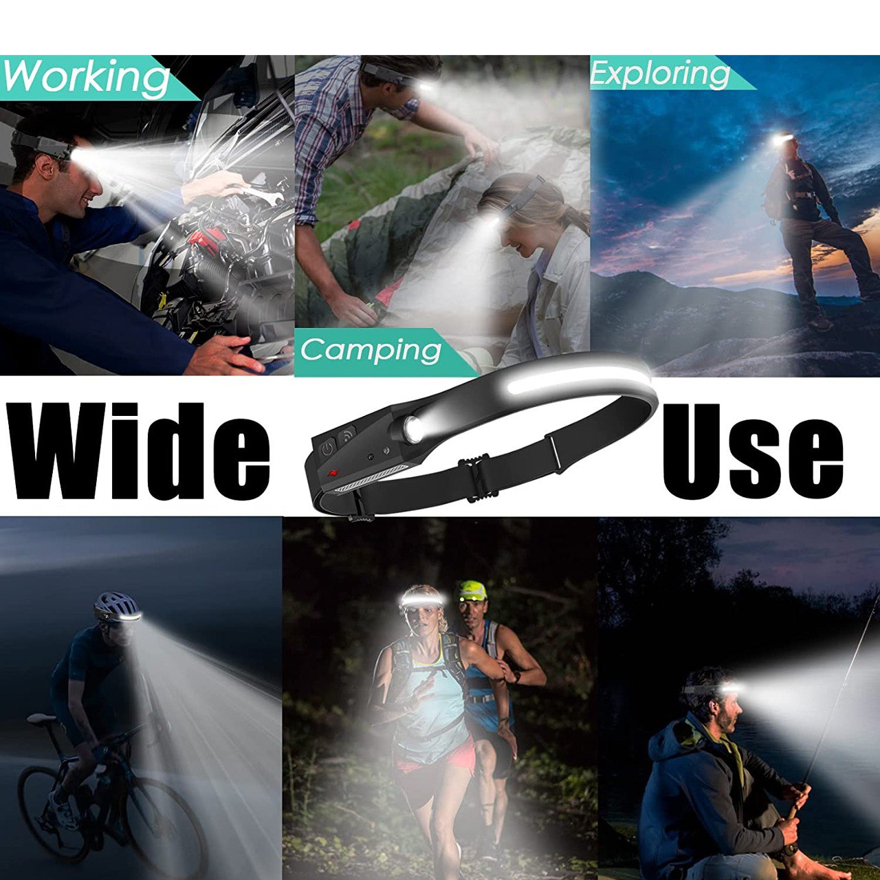 LINTERNA FRONTAL CON SENSOR + CABLE USB RECARGABLE