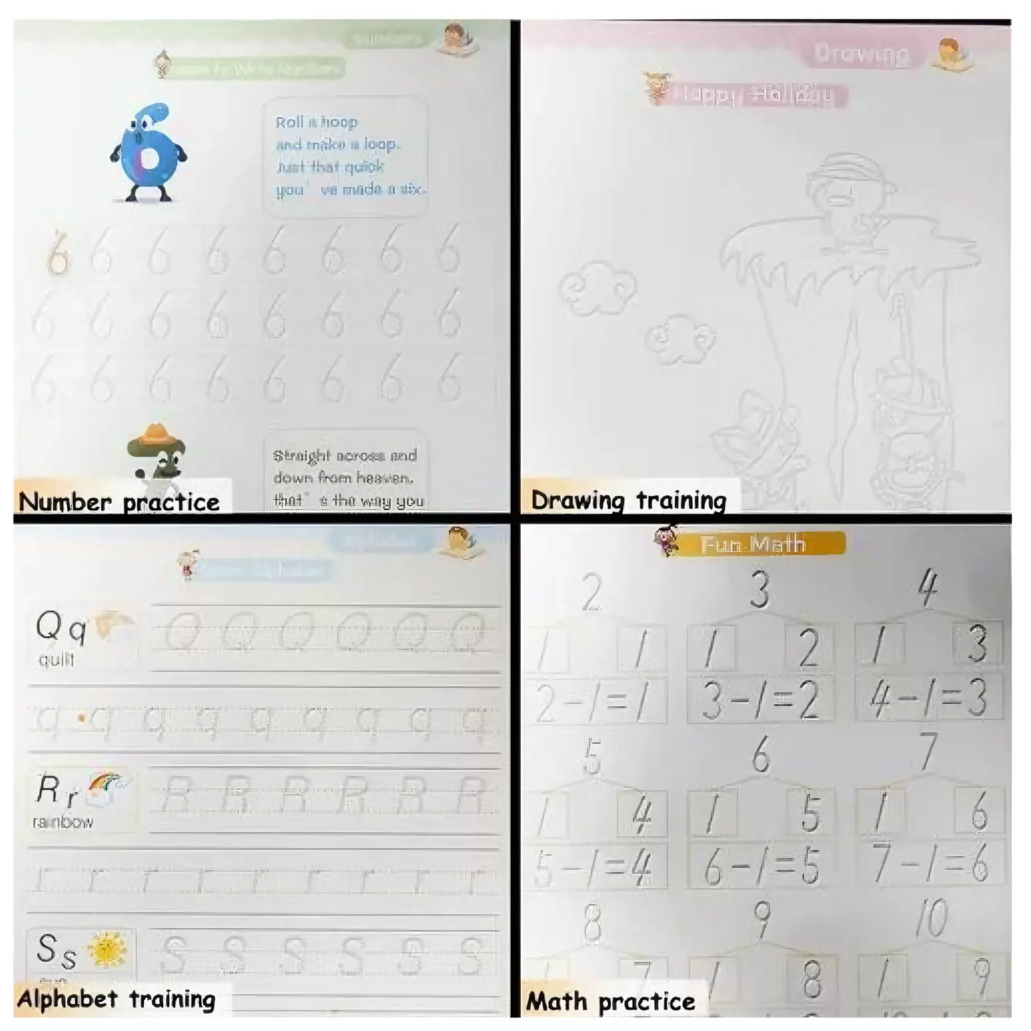 KIT DE 4 CUADERNOS DE CALIGRAFIA + 10 MINAS GRATIS