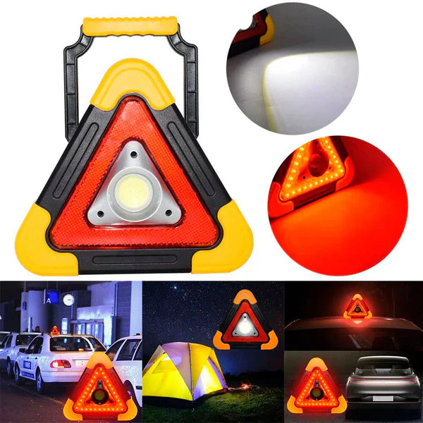 TRIANGULO DE EMERGENCIA + LINTERNA + POWER BANK + PANEL SOLAR ( 4 EN 1 )